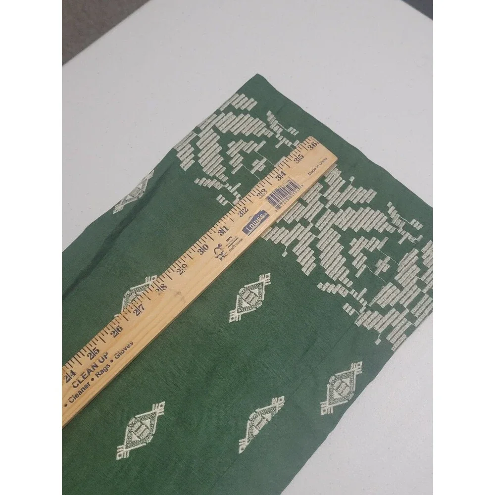 Zara Large pants linen embroidered geometric zip wide leg pockets green